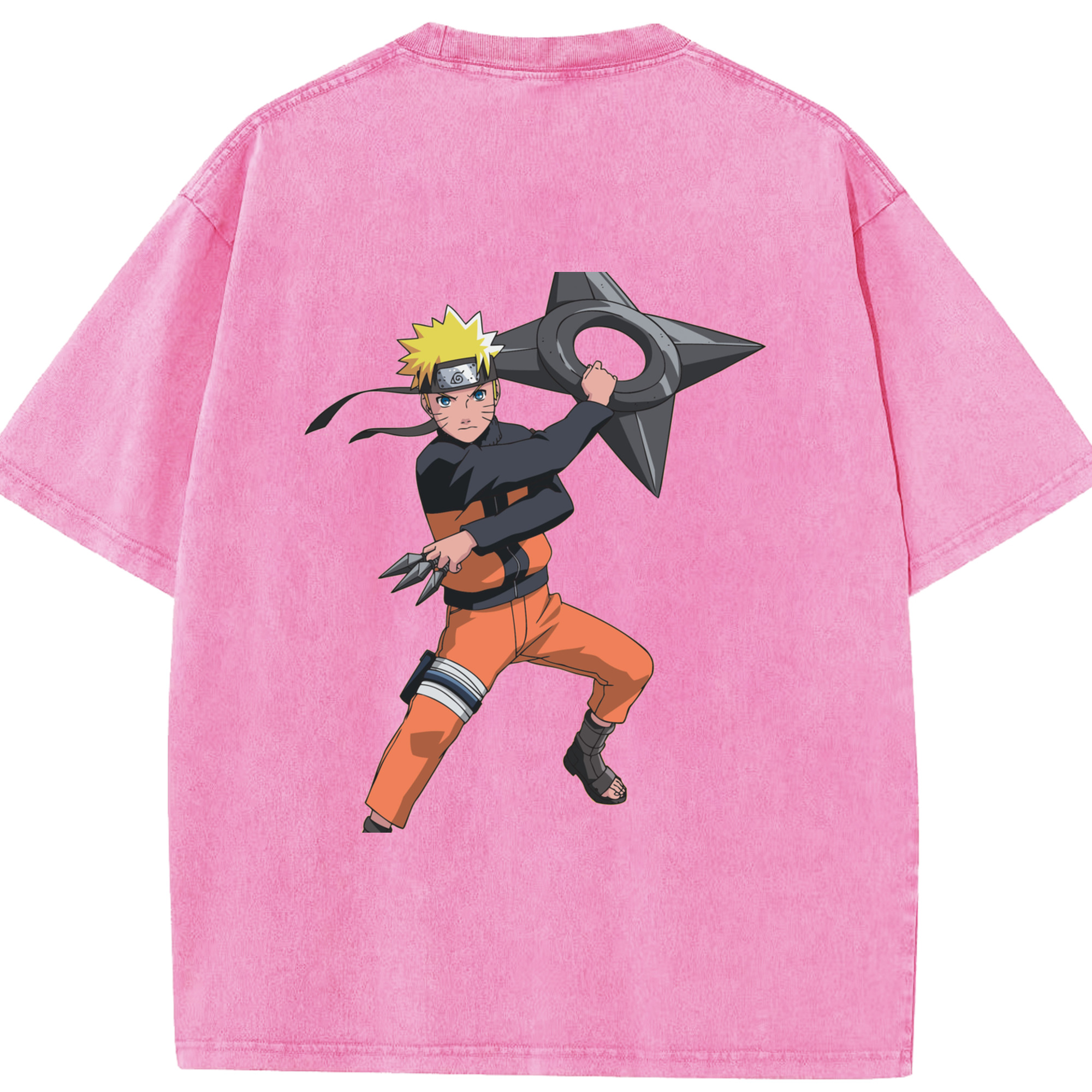 （画像用） NARUTO -ナルト- うずまき ナルト Uzumaki Naruto 綿100% ヴィンテージ風 半袖Tシャツ（背面プリント）